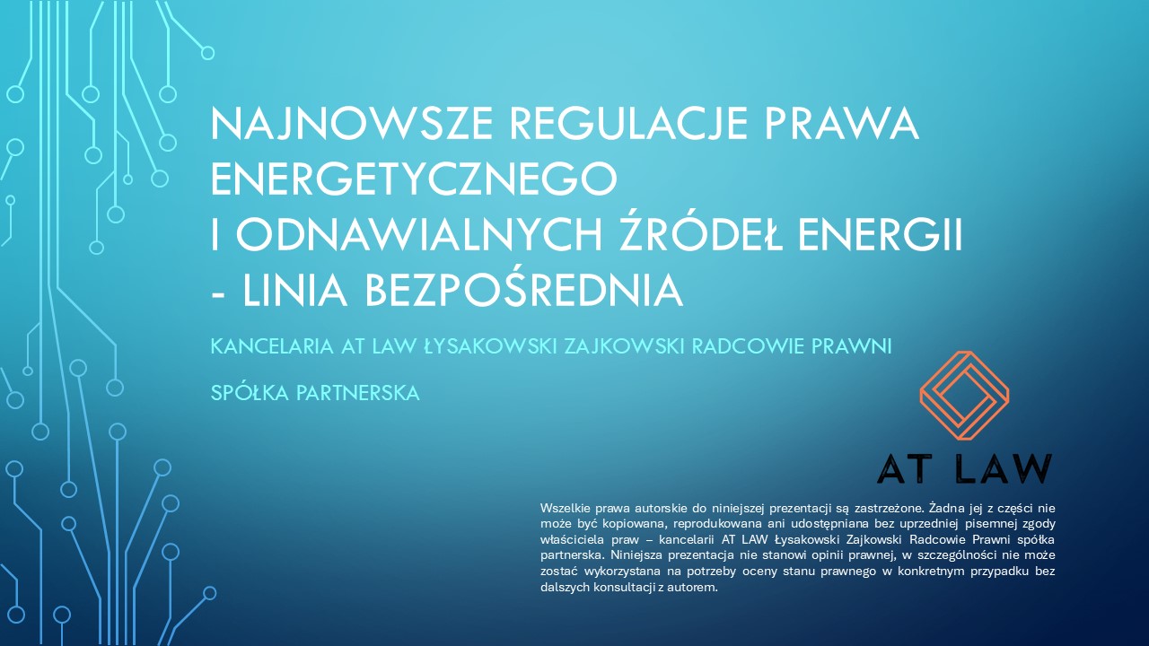 linia bezpośrednia prawo energetyczne OZE kancelaria AT LAW Warszawa